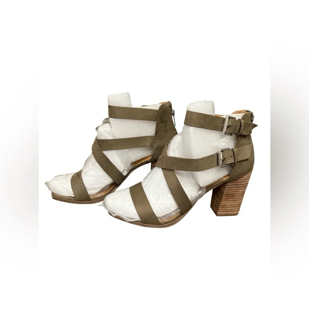 Dolce Vida strappy vegan leather block square toe heels